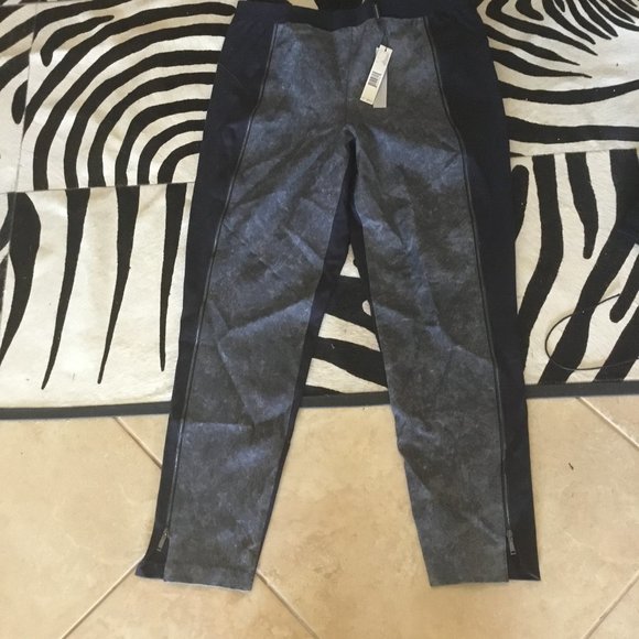 Eli Tahari stretch leather leggings XL new